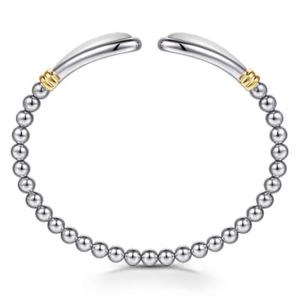 14K Yellow Gold and 925 Sterling Silver Bujukan Bangle with White Mother of Pearl