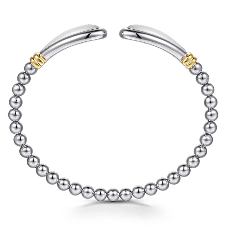 14K Yellow Gold and 925 Sterling Silver Bujukan Bangle with White Mother of Pearl - Shot 3