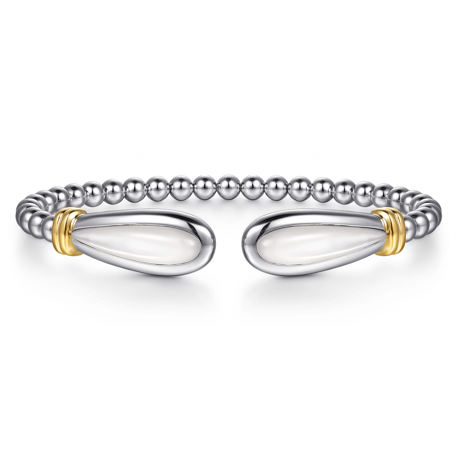 14K Yellow Gold and 925 Sterling Silver Bujukan Bangle with White Mother of Pearl - Shot 1
