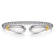 14K Yellow Gold and 925 Sterling Silver Bujukan Bangle with White Mother of Pearl