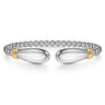 14K Yellow Gold and 925 Sterling Silver Bujukan Bangle with White Mother of Pearl