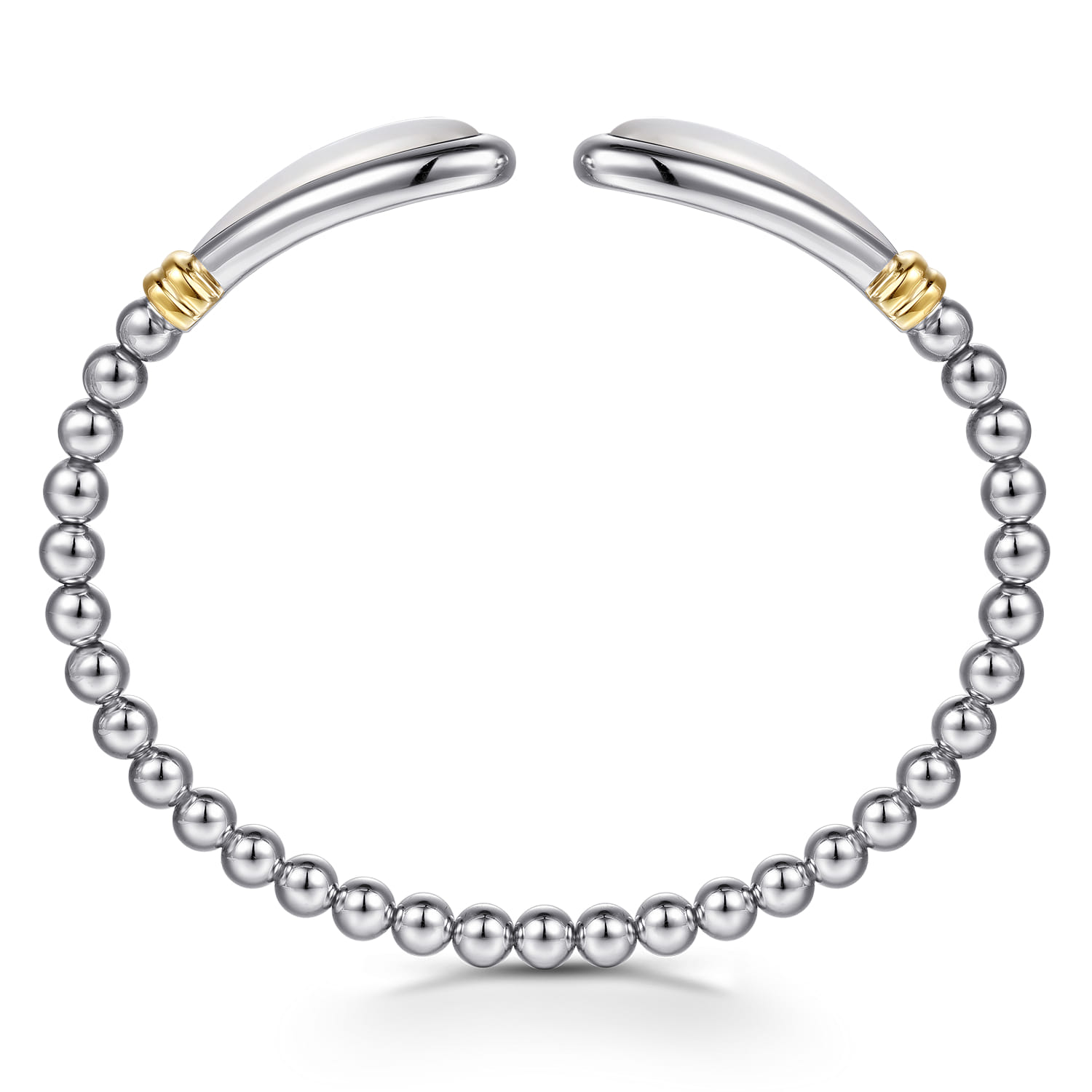 14K Yellow Gold and 925 Sterling Silver Bujukan Bangle with White Mother of Pearl - Shot 3