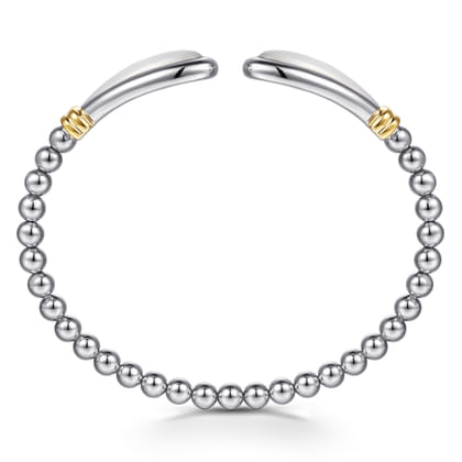 14K Yellow Gold and 925 Sterling Silver Bujukan Bangle with White Mother of Pearl