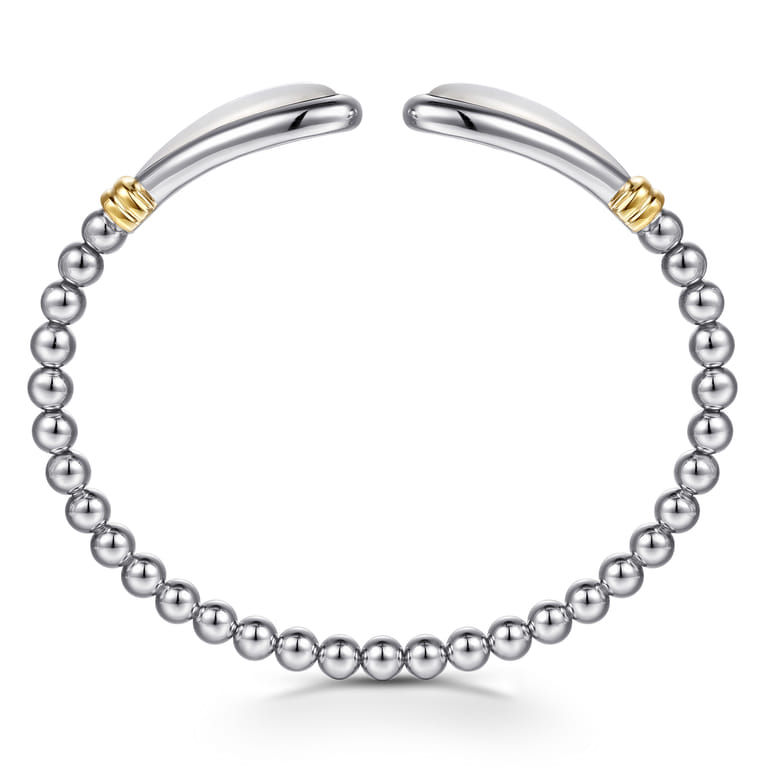 14K Yellow Gold and 925 Sterling Silver Bujukan Bangle with White Mother of Pearl - Shot 3