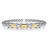 14K Yellow Gold and 925 Sterling Silver Bujukan Beaded Diamond Cut Station Cuff Bangle Bracelet