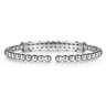 14K Yellow Gold and 925 Sterling Silver Bujukan Beaded Diamond Cut Station Cuff Bangle Bracelet