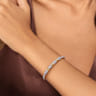 14K Yellow Gold and 925 Sterling Silver Bujukan Beaded Diamond Cut Station Cuff Bangle Bracelet