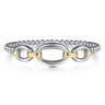 14K Yellow Gold and 925 Sterling Silver Bujukan Beaded Link Closed Bangle Bracelet
