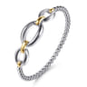 14K Yellow Gold and 925 Sterling Silver Bujukan Beaded Link Closed Bangle Bracelet