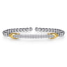 14K Yellow Gold and 925 Sterling Silver Bujukan Beaded White Sapphire Cuff Bangle Bracelet