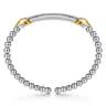 14K Yellow Gold and 925 Sterling Silver Bujukan Beaded White Sapphire Cuff Bangle Bracelet