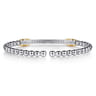 14K Yellow Gold and 925 Sterling Silver Bujukan Beaded White Sapphire Cuff Bangle Bracelet