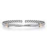 14K Yellow Gold and 925 Sterling Silver Bujukan Beaded White Sapphire Cuff Bangle Bracelet