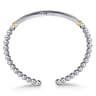 14K Yellow Gold and 925 Sterling Silver Bujukan Beaded White Sapphire Cuff Bangle Bracelet