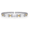 14K Yellow Gold and 925 Sterling Silver Bujukan Beaded White Sapphire Cuff Bangle Bracelet