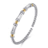 14K Yellow Gold and 925 Sterling Silver Bujukan Beaded White Sapphire Cuff Bangle Bracelet