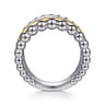 14K Yellow Gold and 925 Sterling Silver Bujukan Beaded White Sapphire Easy Stackable Ring