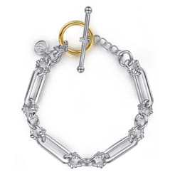 14K-Yellow-Gold-and-925-Sterling-Silver-Bujukan-Beaded-White-Sapphire-Link-Chain-Bracelet1