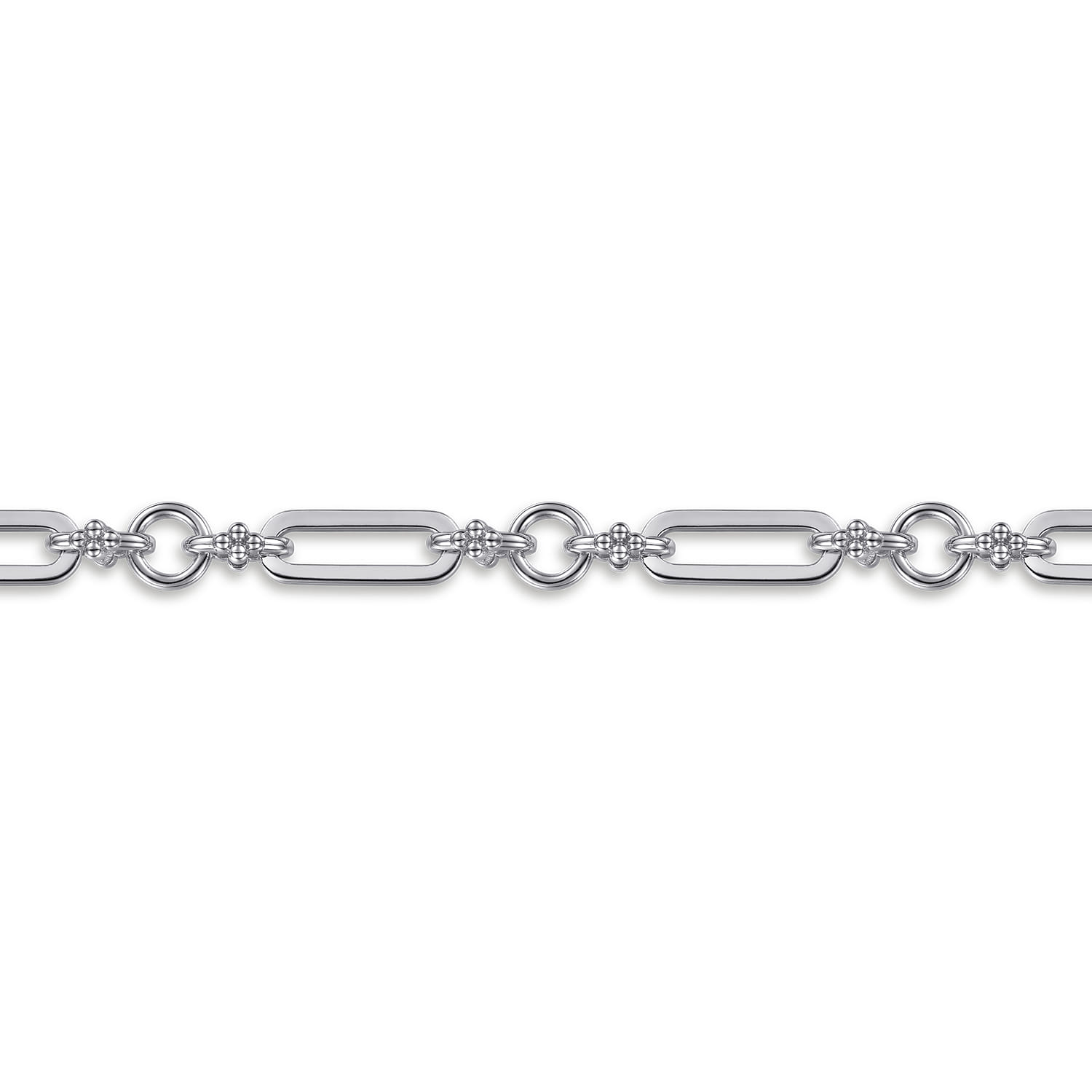 14K Yellow Gold and 925 Sterling Silver Bujukan Beaded White Sapphire Link Chain Bracelet - Shot 2
