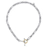 14K Yellow Gold and 925 Sterling Silver Bujukan Beaded White Sapphire Link Chain Necklace