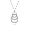 14K Yellow Gold and 925 Sterling Silver Bujukan Beaded White Sapphire Pendant Necklace