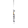 14K Yellow Gold and 925 Sterling Silver Bujukan Beaded White Sapphire Pendant Necklace