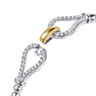 14K Yellow Gold and 925 Sterling Silver Bujukan Beaded White Sapphire Stirrup Closed Bangle Bracelet