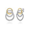 14K Yellow Gold and 925 Sterling Silver Bujukan Beaded White Sapphire Stud Earrings