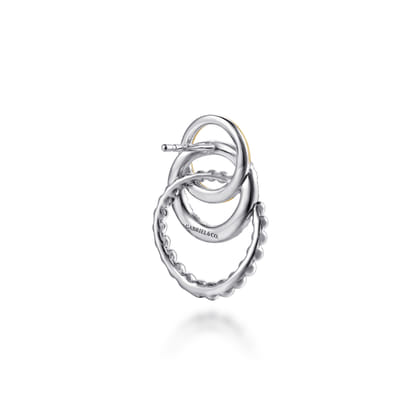 14K Yellow Gold and 925 Sterling Silver Bujukan Beaded White Sapphire Stud Earrings