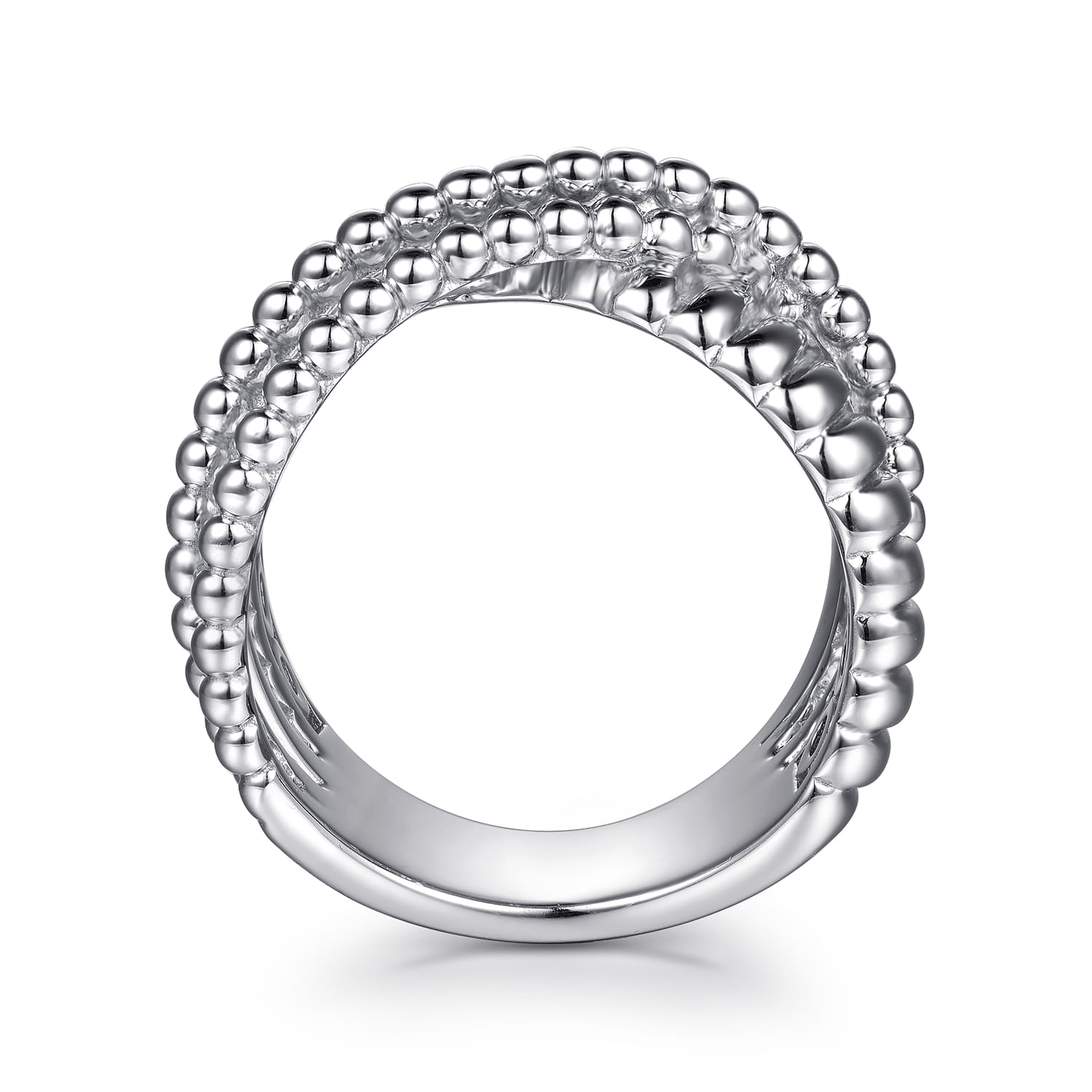 14K Yellow Gold and 925 Sterling Silver Bujukan Beaded and Shrimp Criss Cross Ring - Shot 2