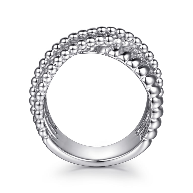 14K Yellow Gold and 925 Sterling Silver Bujukan Beaded and Shrimp Criss Cross Ring - Shot 2