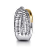 14K Yellow Gold and 925 Sterling Silver Bujukan Beaded and Shrimp Criss Cross Ring