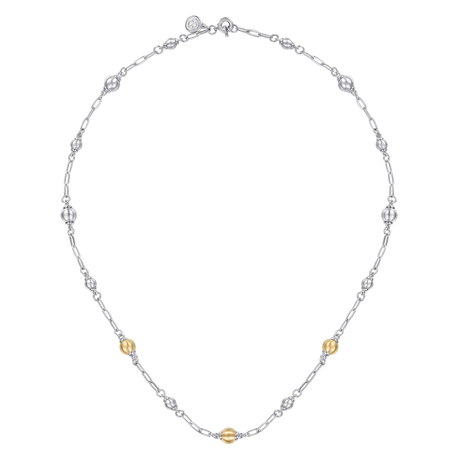 14K Yellow Gold and 925 Sterling Silver Bujukan Beads Station Necklace - Shot 2