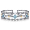 14K Yellow Gold and 925 Sterling Silver Bujukan Beads and Blue Topaz Clover Split Bangle Bracelet