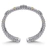 14K Yellow Gold and 925 Sterling Silver Bujukan Beads and Blue Topaz Clover Split Bangle Bracelet