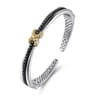 14K Yellow Gold and 925 Sterling Silver Bujukan Black Spinel Criss Cross Bangle Bracelet