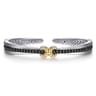 14K Yellow Gold and 925 Sterling Silver Bujukan Black Spinel Criss Cross Bangle Bracelet