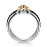 14K Yellow Gold and 925 Sterling Silver Bujukan Black Spinel Criss Cross Ladies Ring