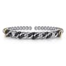 14K Yellow Gold and 925 Sterling Silver Bujukan Black Spinel Cuban Link Bangle