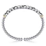 14K Yellow Gold and 925 Sterling Silver Bujukan Black Spinel Cuban Link Bangle