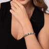 14K Yellow Gold and 925 Sterling Silver Bujukan Black Spinel Cuban Link Bangle