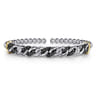 14K Yellow Gold and 925 Sterling Silver Bujukan Black Spinel Cuban Link Bangle