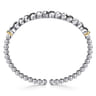 14K Yellow Gold and 925 Sterling Silver Bujukan Black Spinel Cuban Link Bangle