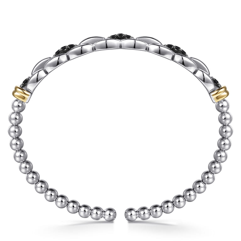 14K Yellow Gold and 925 Sterling Silver Bujukan Black Spinel Link Bangle - Shot 3