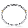 14K Yellow Gold and 925 Sterling Silver Bujukan Black Spinel Link Bangle