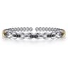 14K Yellow Gold and 925 Sterling Silver Bujukan Black Spinel Link Cuff Bangle Bracelet