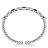 14K Yellow Gold and 925 Sterling Silver Bujukan Black Spinel Link Cuff Bangle Bracelet