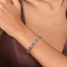 14K Yellow Gold and 925 Sterling Silver Bujukan Black Spinel Link Cuff Bangle Bracelet