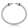 14K Yellow Gold and 925 Sterling Silver Bujukan Black Spinel Punk Bangle Bracelet