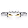 14K Yellow Gold and 925 Sterling Silver Bujukan Black Spinel Punk Bangle Bracelet
